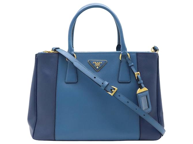Saffiano Prada Galleria Blue Leather  ref.1226236
