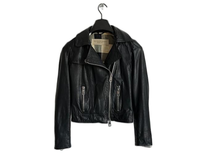 Burberry Biker jackets Black Leather  ref.1226275