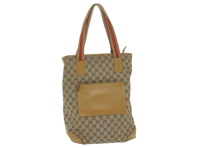 GUCCI GG Canvas Sherry Line Tote Bag Beige Red Brown 019 0401 Auth th4479  ref.1226440