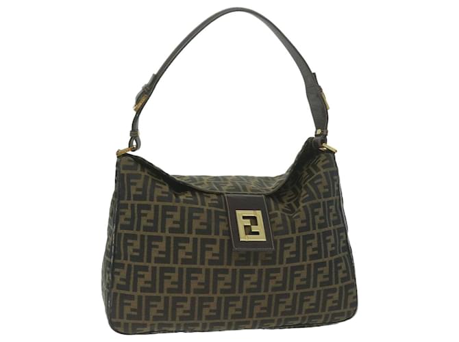 FENDI Zucca Canvas Shoulder Bag Brown Black Auth yk10162 Cloth  ref.1226444