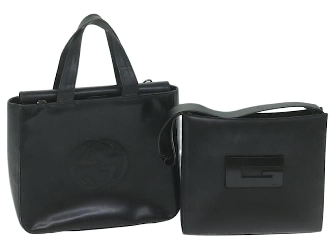 GUCCI Shoulder Bag Leather 2Set Black Auth bs11513  ref.1226491