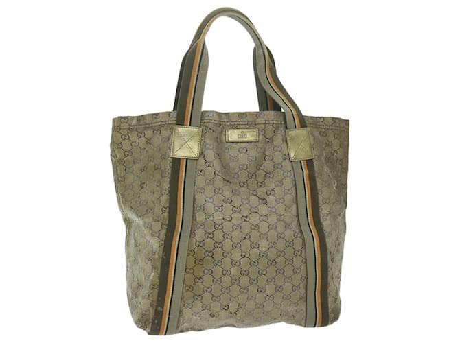 GUCCI GG Crystal Canvas Sherry Line Tote Bag Coated Canvas Gold Auth ar11313 Beige Golden Cloth  ref.1226553
