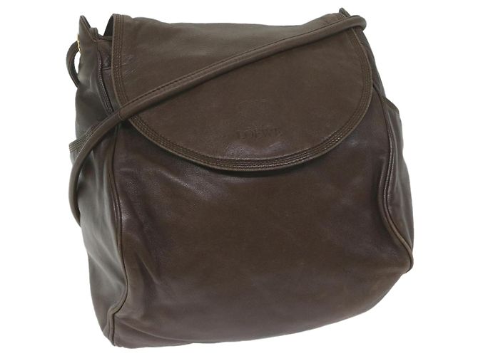LOEWE Borsa a spalla Anagram Pelle Marrone Auth ar11319
