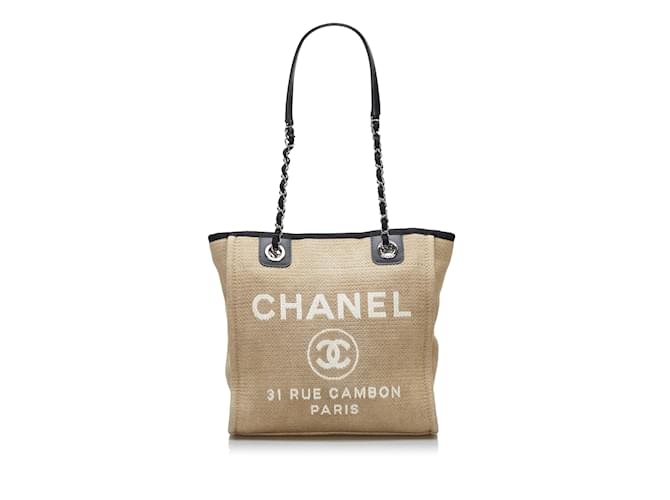 CHANEL Handbags Deauville Brown Cloth  ref.1226590