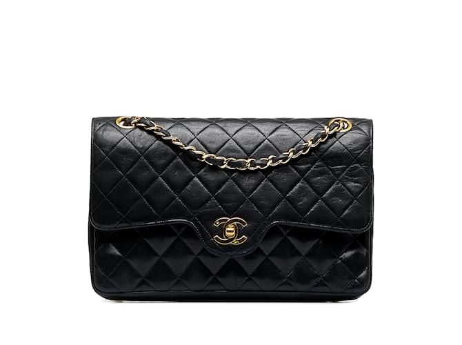 CHANEL Handbags Timeless/classique Black Linen  ref.1226609