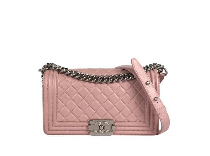 CHANEL Handbags Boy Pink Linen  ref.1226610