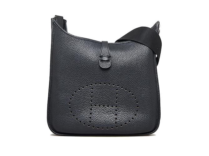 Hermès HERMES Handbags Evelyne Black Linen  ref.1226624