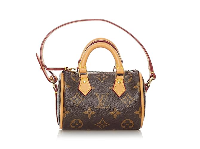 Speedy LOUIS VUITTON Bag charms Brown Cloth  ref.1226626