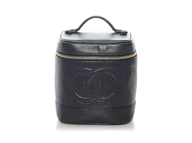 CHANEL Handbags Vanity Black Linen  ref.1226629