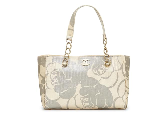 CHANEL Handbags Classic CC Shopping Brown Linen  ref.1226650