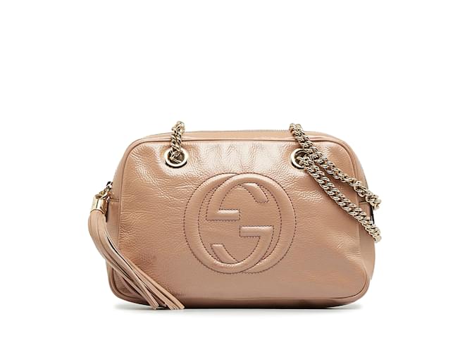 GUCCI Handbags Soho Chain Pink Linen  ref.1226657