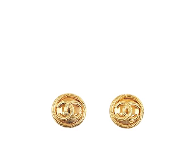 Boucles d'oreilles Chanel Toile Doré  ref.1226660