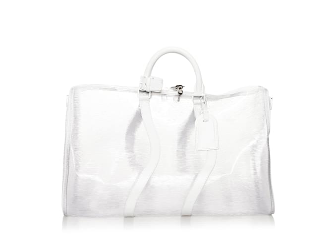 LOUIS VUITTON Travel bags Keepall White Leather  ref.1226679