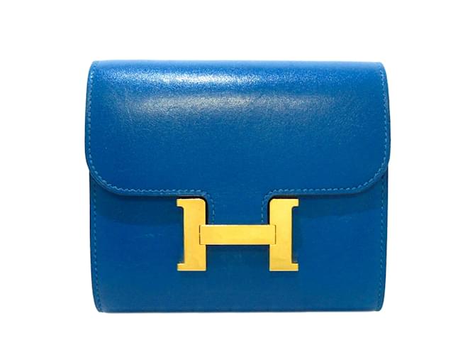 Hermès Hermes-Geldbörsen Blau Leder  ref.1226702