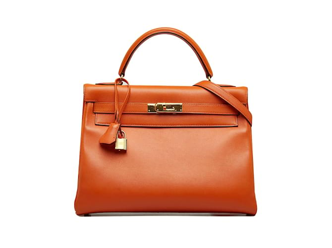Hermès HERMES Handbags Kelly 32 Orange Leather  ref.1226719