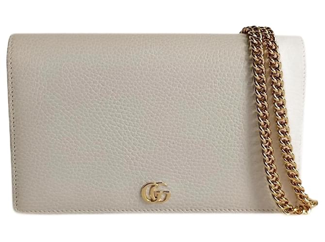 Gucci Gucci GG Marmont mini bag with ivory leather shoulder strap with chain  ref.1226778