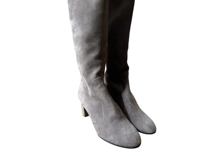 bottines Louis Vuitton Suede Gris  ref.1226813