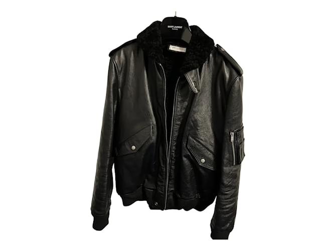 YVES SAINT LAURENT Jackets Black Leather  ref.1226835