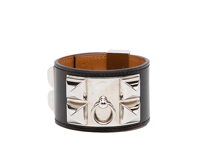 Ring Hermès HERMES Bracelets Silvery Leather  ref.1226910