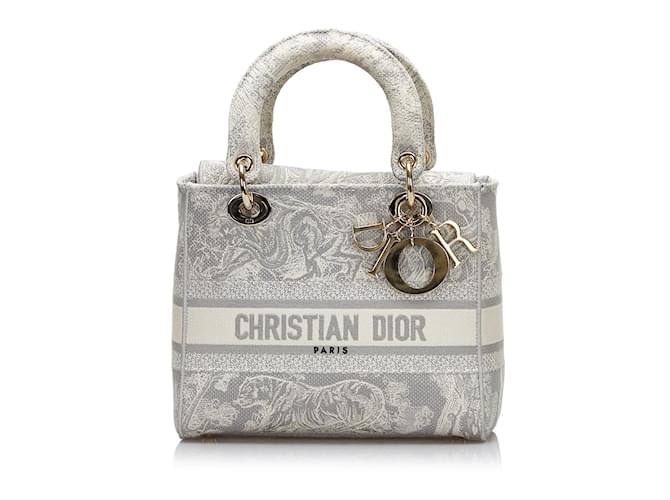 DIOR Handbags Lady D-Lite Grey Cloth  ref.1226928