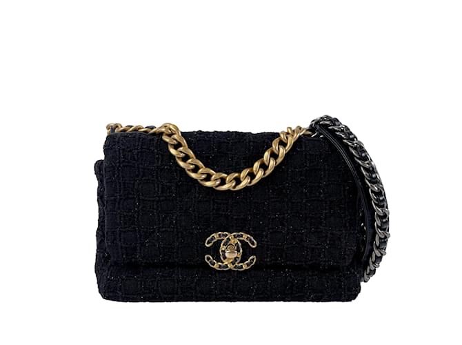 CHANEL Handbags Chanel 19 Black Linen  ref.1226967