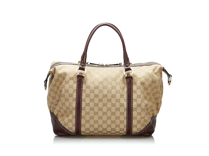 GUCCI Handbags Boston Brown Linen  ref.1226969