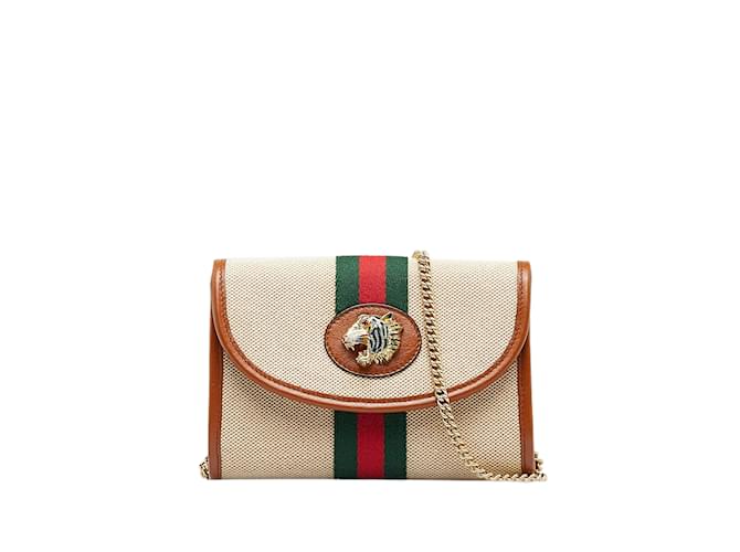 GUCCI Handbags Ophidia Chain Wallet Brown Linen  ref.1226974