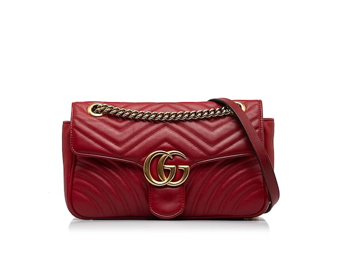 GUCCI Handbags GG Marmont Red Linen  ref.1227017