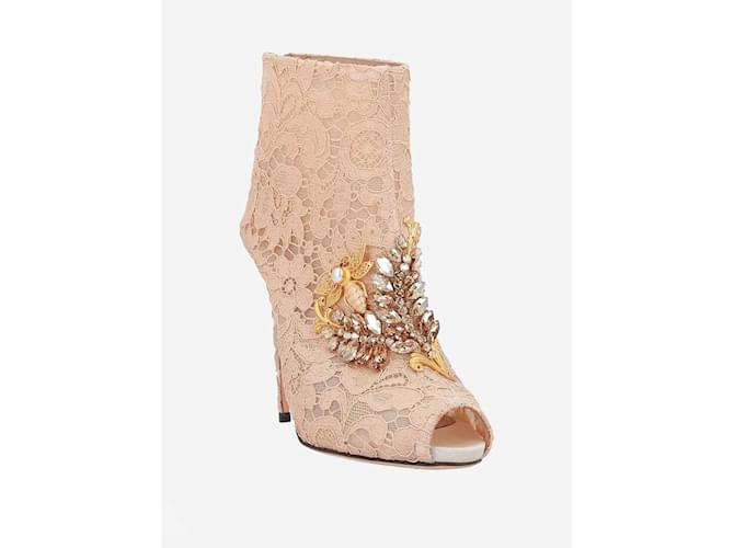 Dolce & gabbana ankle boots Beige Cloth  ref.1227035