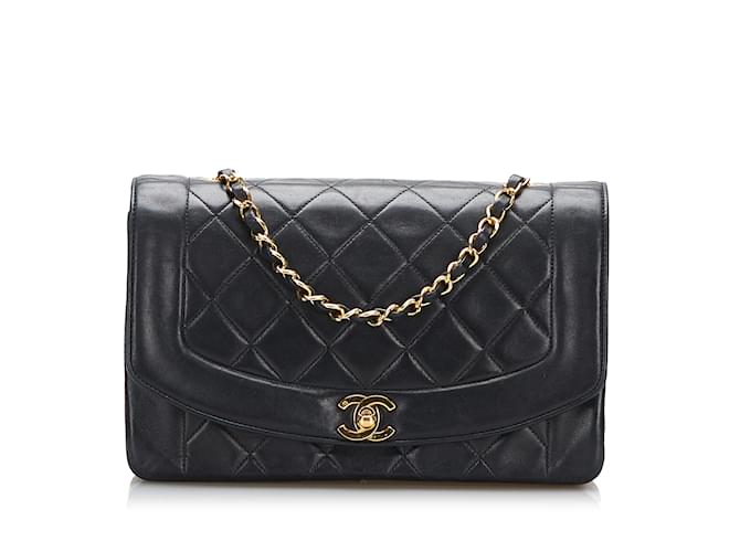 Diana CHANEL Handbags Timeless/classique Black Leather  ref.1227040