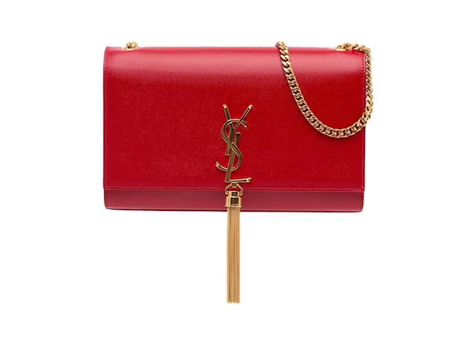 SAINT LAURENT Handbags Pompom Kate Red Leather  ref.1227041