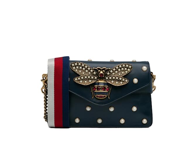 GUCCI Handbags Queen Margaret Blue Leather  ref.1227049
