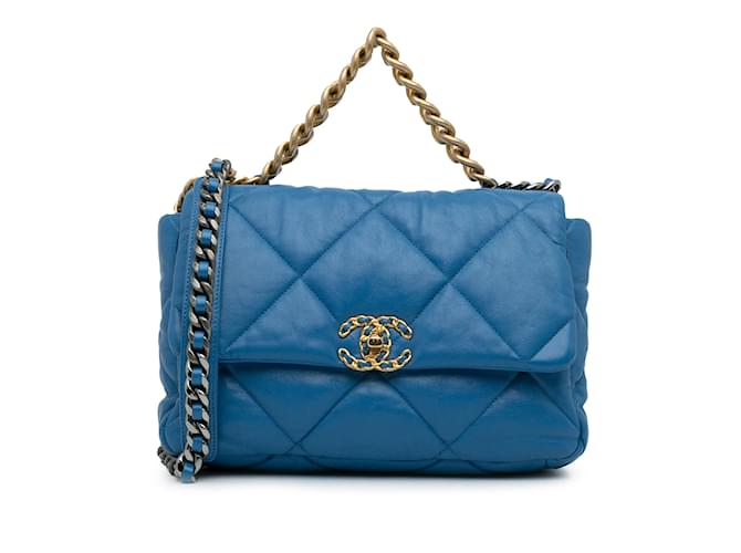 CHANEL Handbags Chanel 19 Blue Leather  ref.1227265