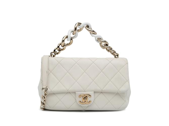 CHANEL Handbags Timeless/classique White Leather  ref.1227347