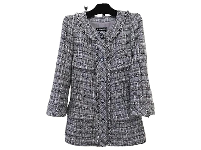 Chanel 9K$ Tweed-Jacke mit metallischem Kettenbesatz Mehrfarben  ref.1227512
