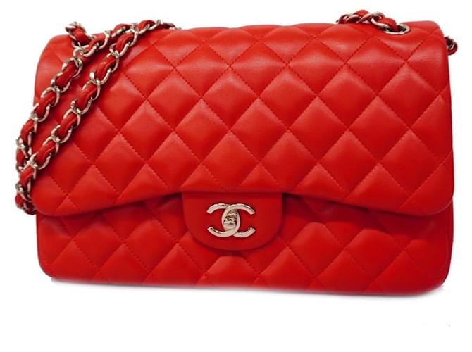 Classique Chanel Cuir Rouge  ref.1227534