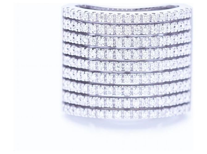 Autre Marque Anillo de Oro Blanco y pavé de Diamantes. Plata