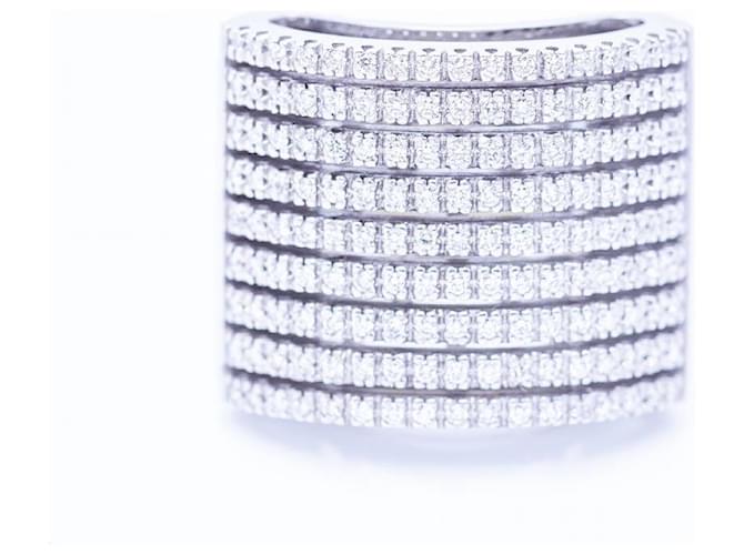 Autre Marque White gold and diamond pavé ring. Silvery  ref.1227537