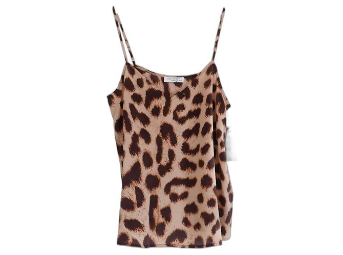 Equipment Top canotta in seta leopardata Layla Marrone