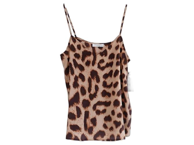 Equipment Layla leopard silk camisole top Brown  ref.1227557