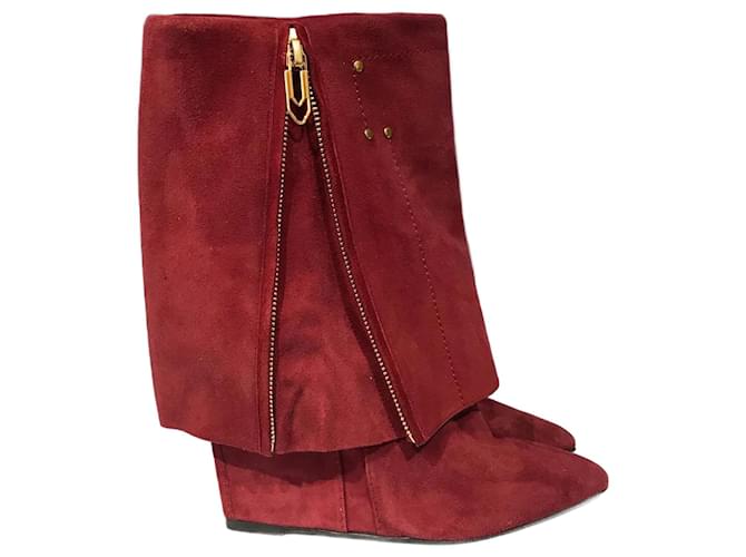 JEROME DREYFUSS  Ankle boots T.eu 38 Suede Red  ref.1227585