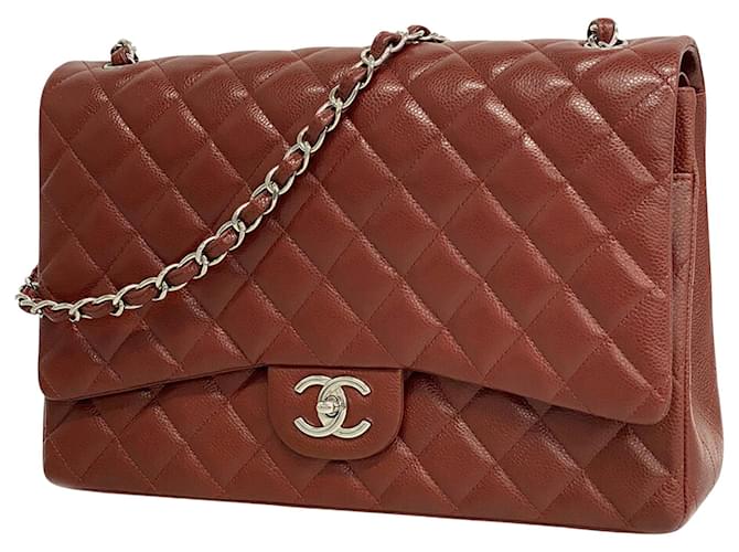 Classique Chanel Cuir Rouge  ref.1227637