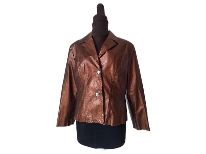 Gianni Versace VERSACE Classic V2 giacca chiodo in pelle da donna Marrone