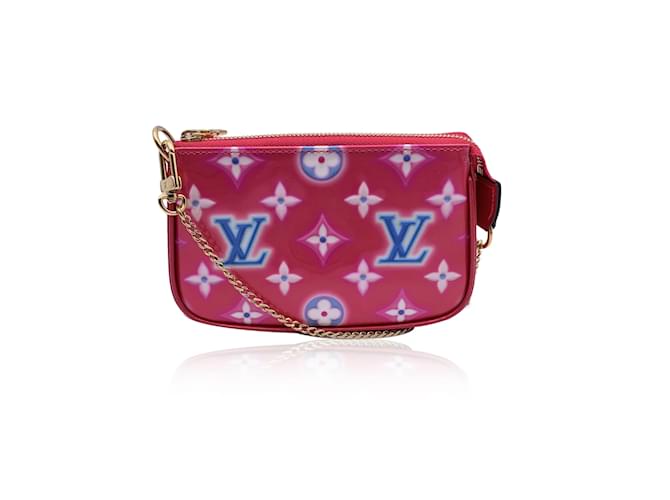 Louis Vuitton Sac d'accessoires rose néon Monogram Vernis Mini Pochette Cuir vernis  ref.1227724