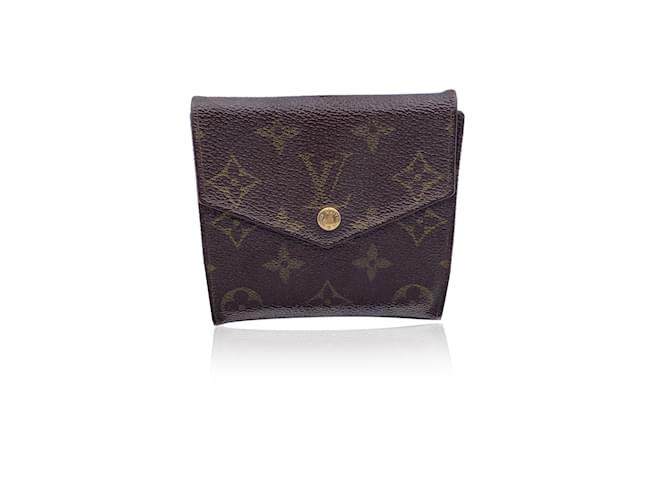 Louis Vuitton Portefeuille à rabat doublé Monogram vintage Compact M61652 Toile Marron  ref.1227726