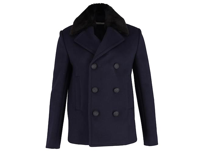 Balenciaga Double-Breasted Coat in Navy Blue Wool  ref.1227730