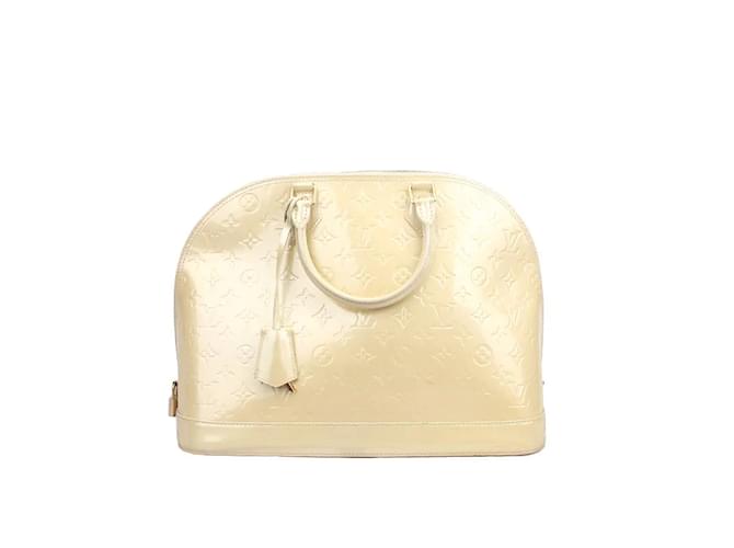 Bolso cruzado Louis Vuitton Monogram Vernis Alma MM en muy buen estado Beige Esmalte  ref.1227735