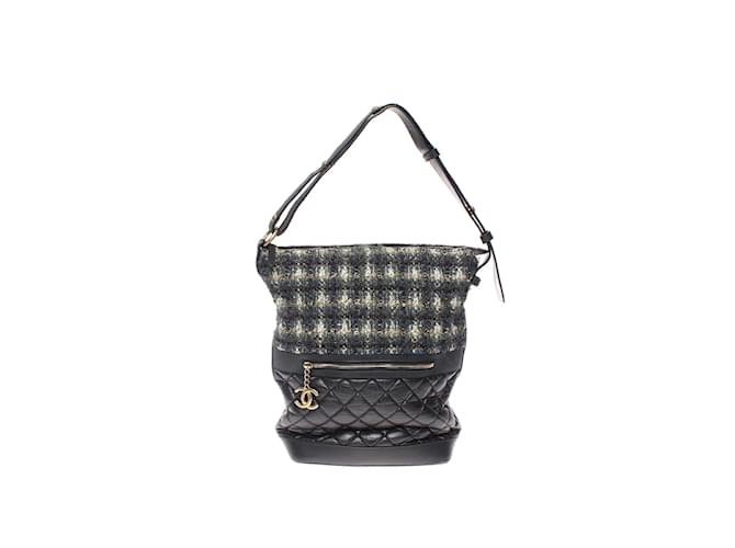 Chanel Tweed and Lambskin Tote Bag Black Leather  ref.1227739