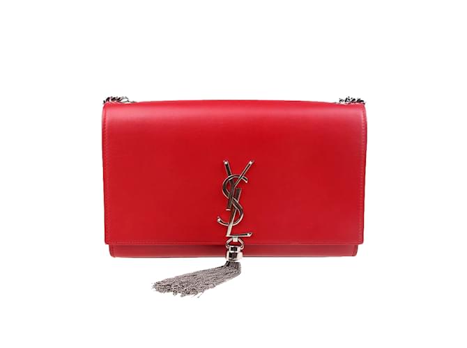Yves Saint Laurent Medium Kate Leather Tassel Shoulder Bag 354119 Red  ref.1227743