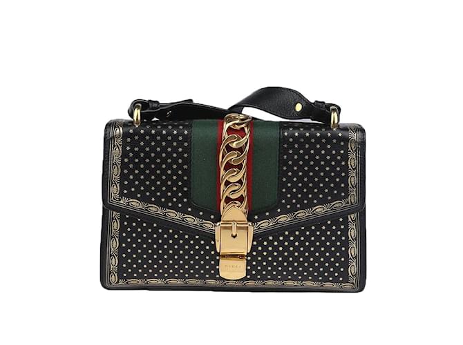 Gucci Small Sylvie Shoulder Bag 421882 Black Leather  ref.1227749